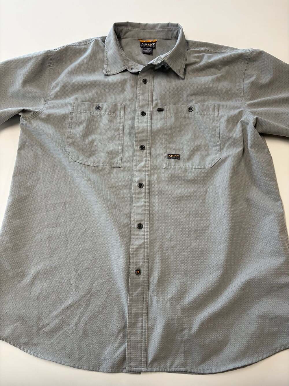 Ariat Rebar Made Tough 360 Airflow Short Sleeve Shirt Size L Gray